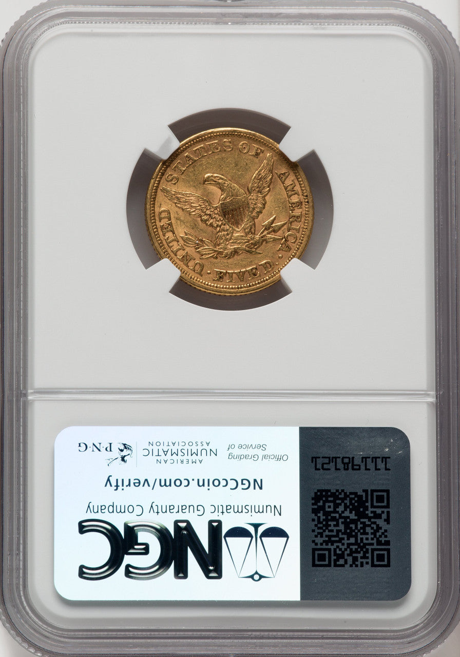 1852 $5 CAC Liberty Half Eagle NGC AU58