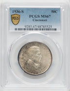1936-S 50C Cincinnati Commemorative Silver PCGS MS67