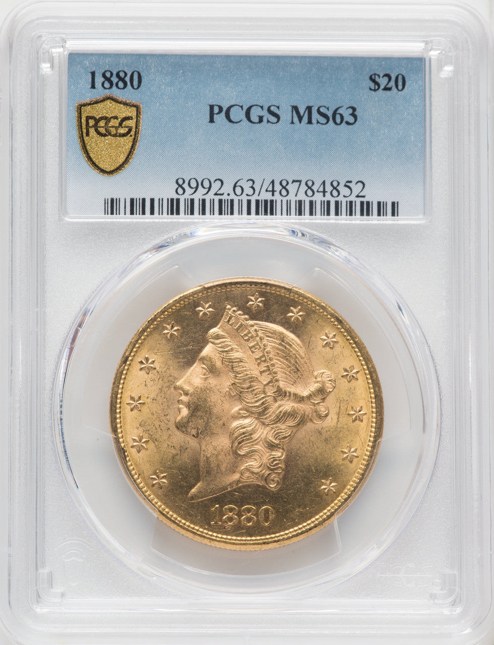 1880 $20 Liberty Double Eagle PCGS MS63