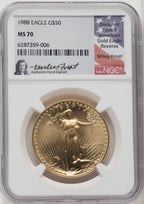 1988 $50 One-Ounce Gold Eagle NGC MS70 Miley Frost Signed