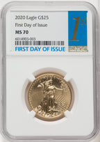 2020 $25 Half-Ounce Gold Eagle First Day of Issue FDI 1ST NGC MS70