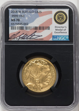 2008-W $25 Half-Ounce Gold Buffalo Miles Standish NGC MS70