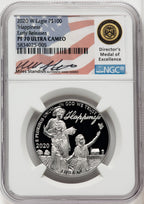 2020-W $100 One Ounce Platinum Eagle Happiness First Strike PRDC ER Miles Standish NGC PF70