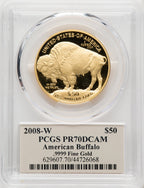 2008-W $50 One-Ounce Gold Buffalo .9999 Fine Gold Thomas Cleveland Art Deco Thomas Cleveland Art Deco PCGS PR70