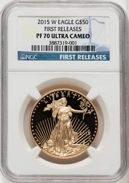 2015-W One-Ounce Gold Eagle First Strike FR Blue NGC PF70