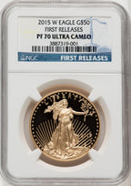 2015-W One-Ounce Gold Eagle First Strike FR Blue NGC PF70