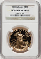 2002-W $50 One-Ounce Gold Eagle Brown Label NGC PF70