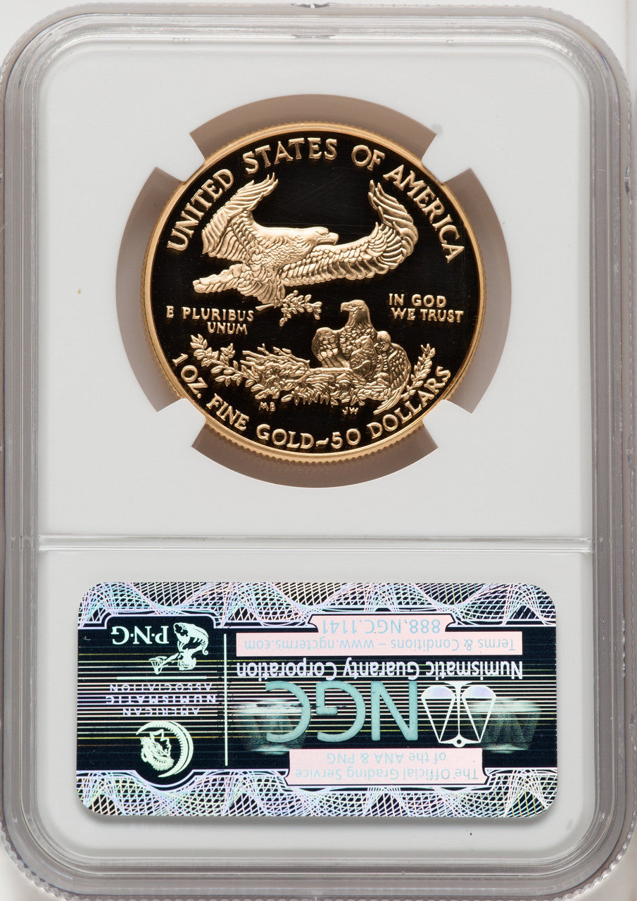 2002-W $50 One-Ounce Gold Eagle Brown Label NGC PF70