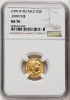 2008-W $5 Tenth-Ounce Gold Buffalo NGC MS70