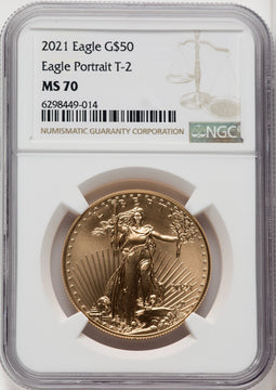 2021 One-Ounce Gold Eagle Type Two NGC MS70