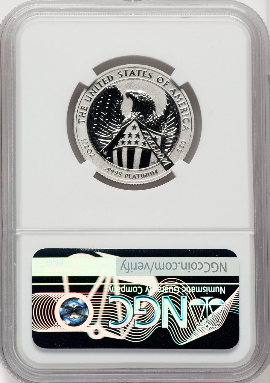2007-W $50 Half-Ounce Platinum Eagle Reverse Proof Mike Castle NGC PF70