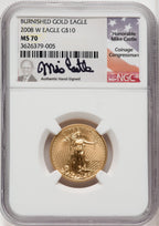 2008-W $10 Quarter-Ounce Gold Eagle Mike Castle NGC MS70