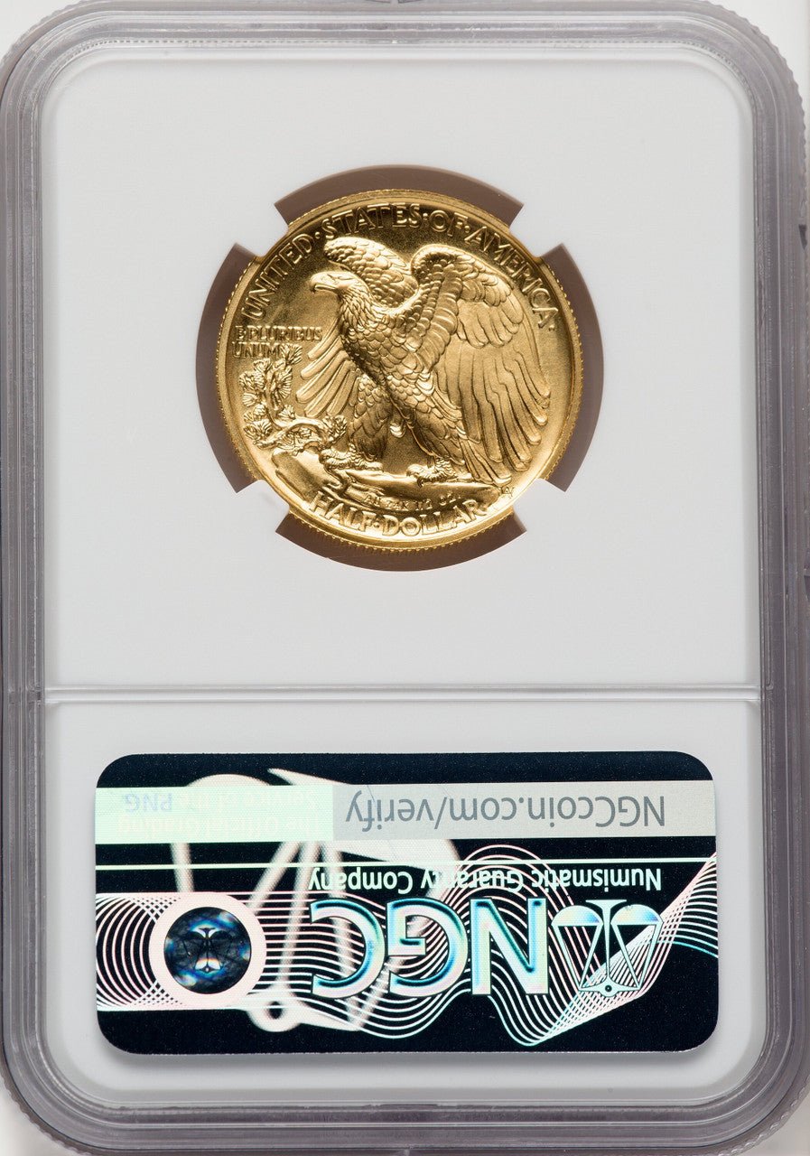2016-W 50C 24K Gold Half-Ounce Brown Label NGC MS70