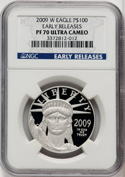 2009-W $100 One-Ounce Platinum Eagle First Strike ER Blue NGC PF70