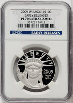 2009-W $100 One-Ounce Platinum Eagle First Strike ER Blue NGC PF70