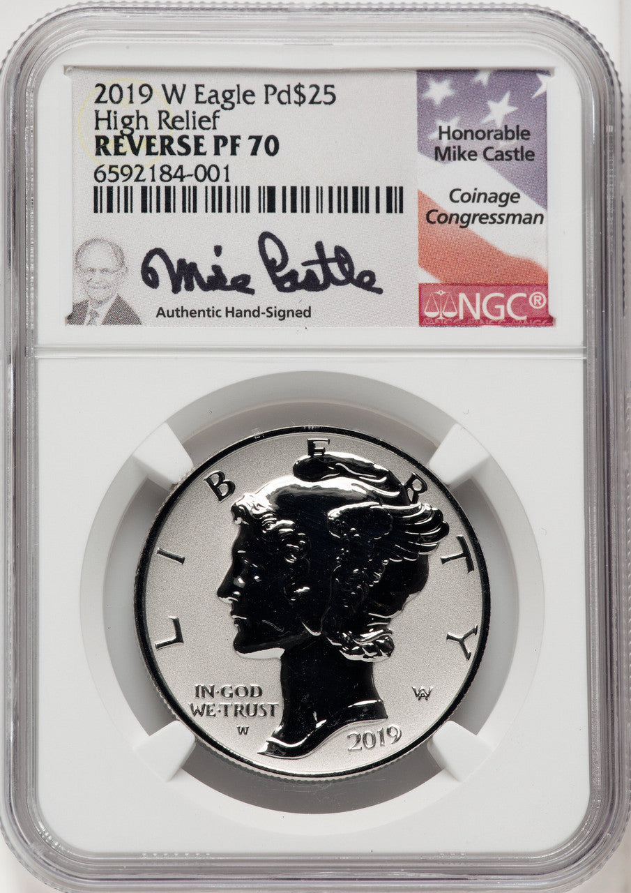 2019-W $25 Palladium Reverse Proof Mike Castle NGC PF70
