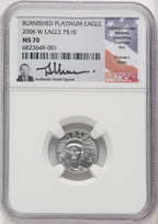 2006-W 4-Coin Set Burnished Platinum Eagles NGC MS70 Thomas Uram Signed