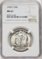1945-S 50C Walking Liberty Half Dollar NGC MS67 (767645004)