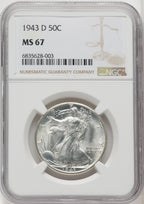 1943-D 50C Walking Liberty Half Dollar NGC MS67 (765852014)