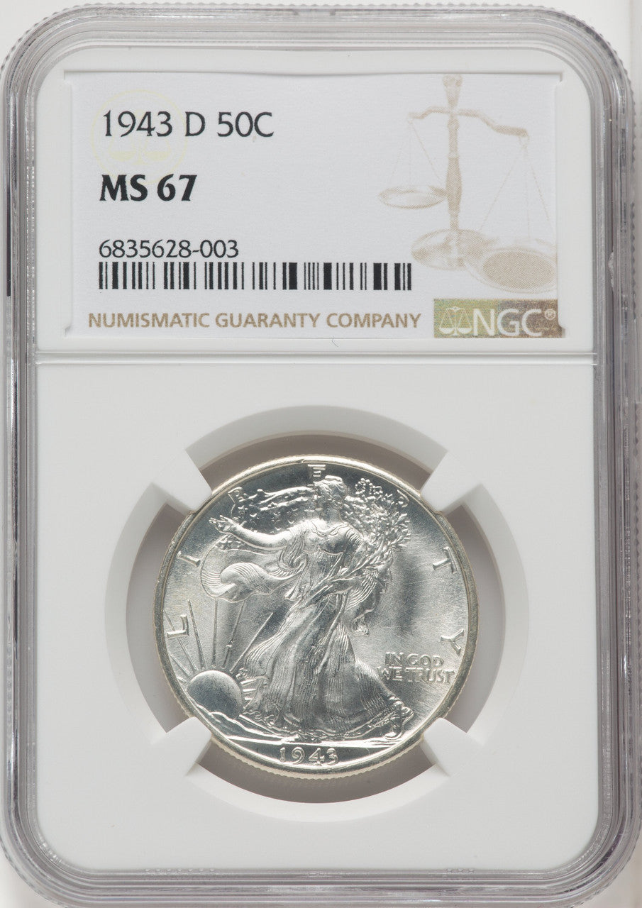 1943-D 50C Walking Liberty Half Dollar NGC MS67 (765852014)