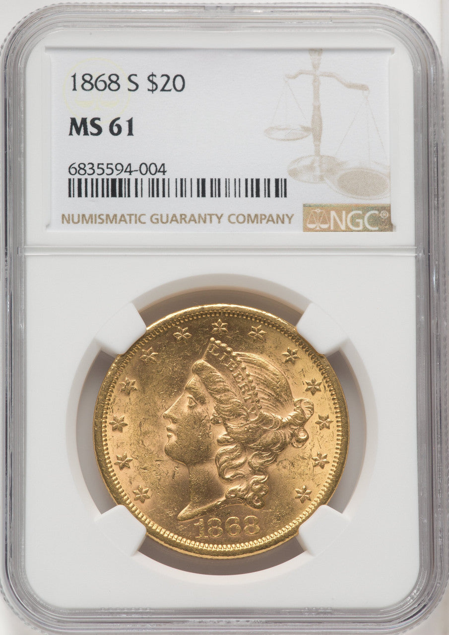 1868-S $20 Liberty Double Eagle NGC MS61
