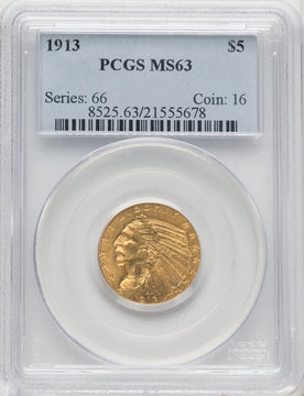 1913 $5 Indian Half Eagle PCGS MS62
