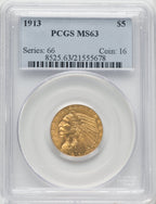 1913 $5 Indian Half Eagle PCGS MS62
