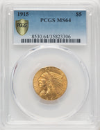 1915 $5 Indian Half Eagle PCGS MS64