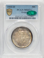 1933-D 50C Oregon CAC Commemorative Silver PCGS MS67+