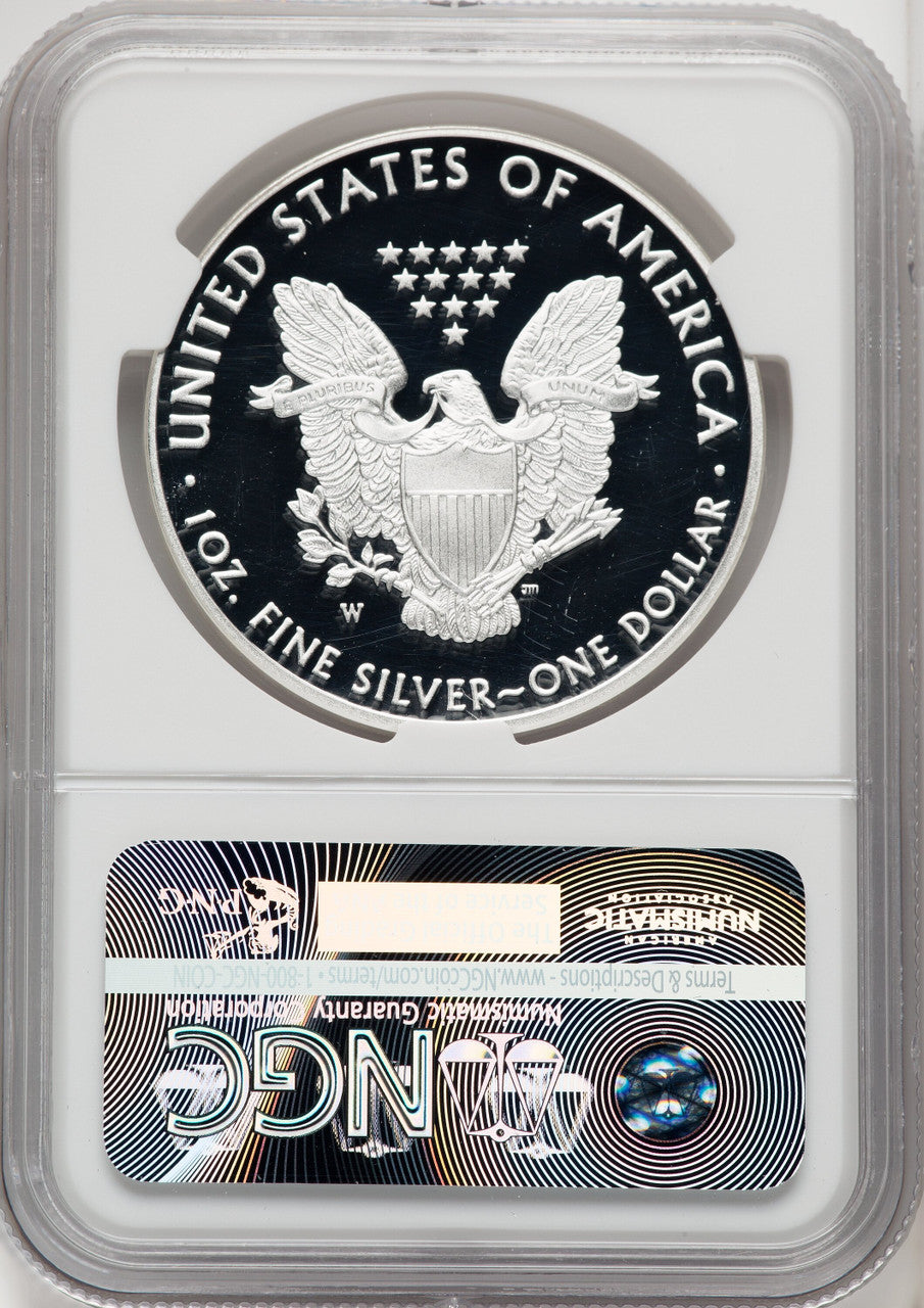 2016-W S$1 Silver Eagle Lettered Edge 30th Anniversary First Strike ER Blue NGC PF70