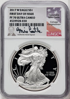 2017-W $1 Silver Eagle First Day of Issue Mike Castle NGC PF70