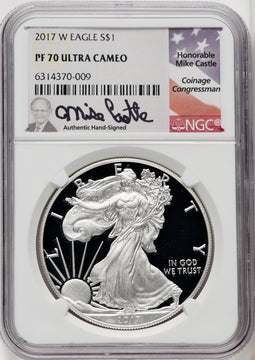 2017-W S$1 Silver Eagle Mike Castle NGC PF70