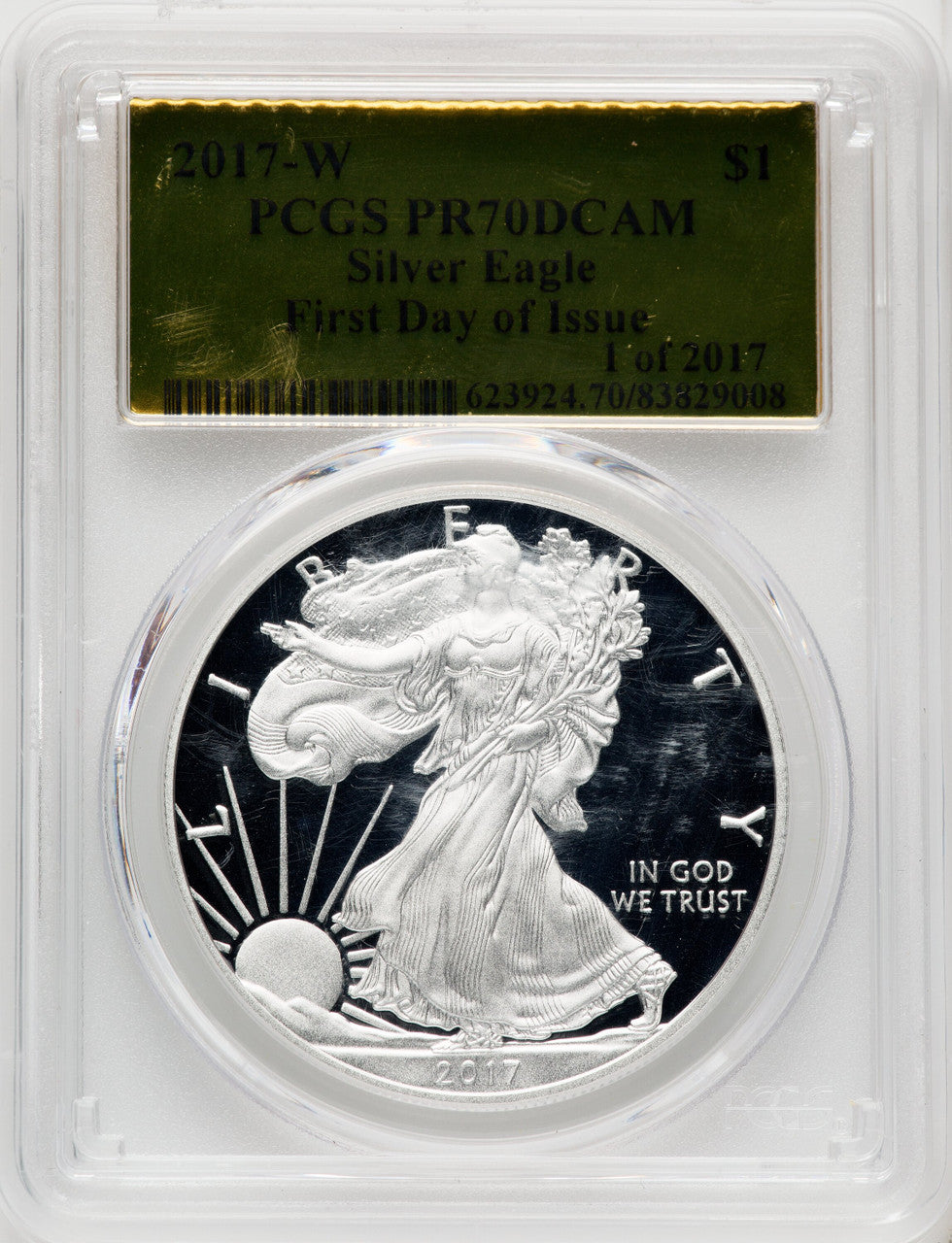 2017-W $1 Silver Eagle First Day of Issue 1 of 2017 PCGS PR70