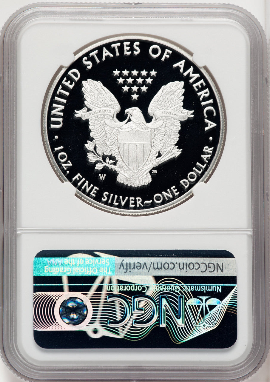 2018-W S$1 Silver Eagle Brown Label NGC PF70