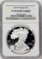 2019-W S$1 Silver Eagle Brown Label NGC PF70