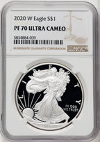 2020-W S$1 Silver Eagle PRDC NGC PF70