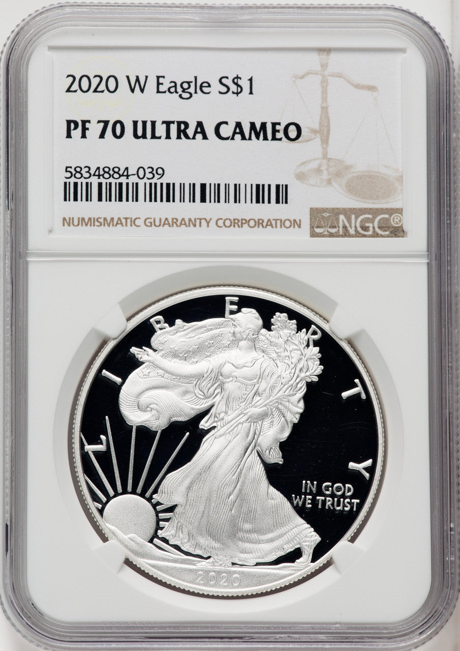 2020-W S$1 Silver Eagle PRDC NGC PF70