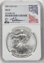 2001 S$1 Silver Eagle Thomas Uram NGC MS70