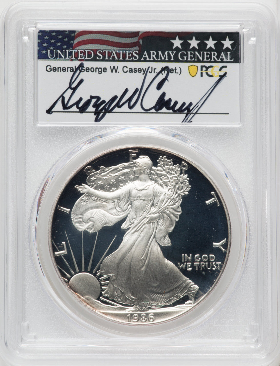 1986-S Silver Eagle General George W. Casey Jr. DCAM PCGS PR70