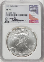 1999 S$1 Silver Eagle Thomas Uram NGC MS70
