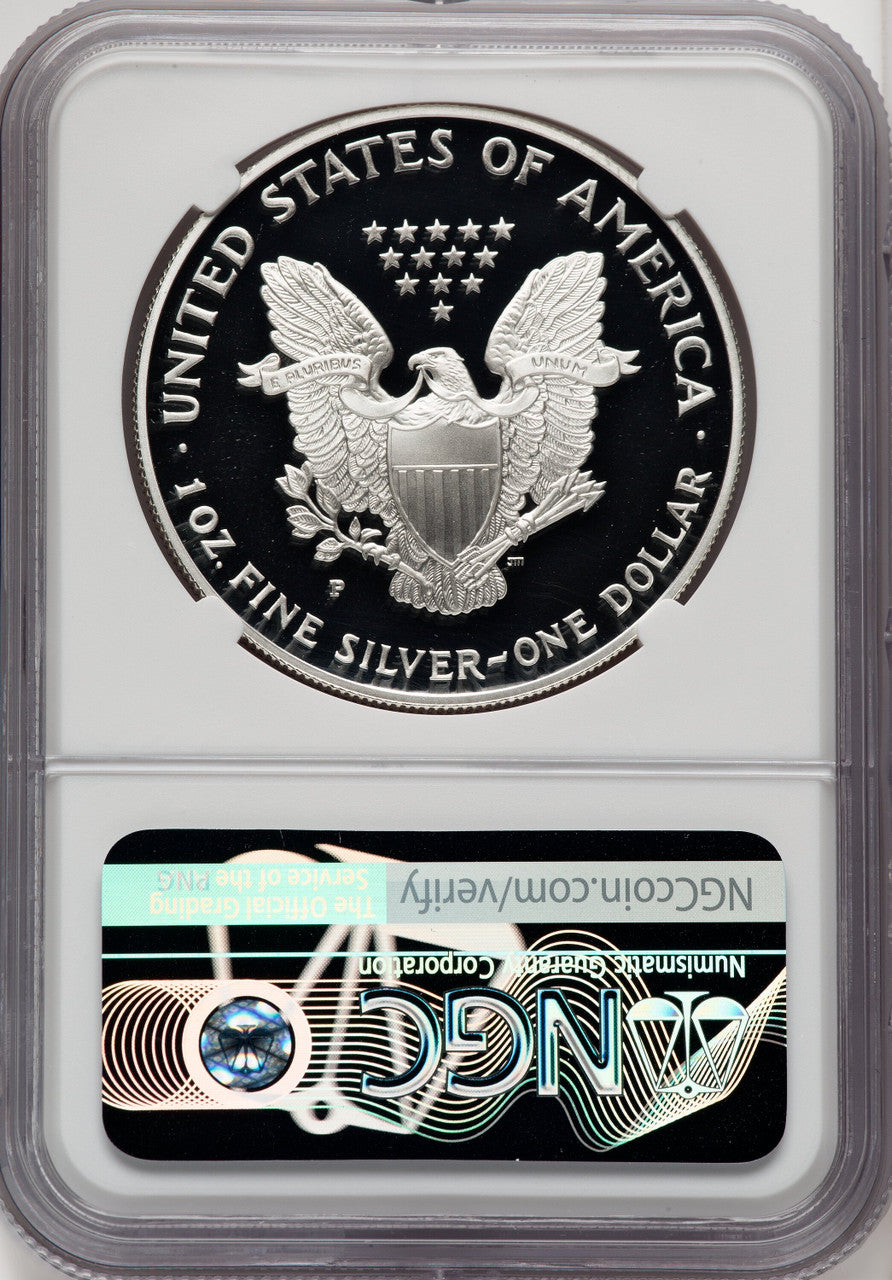 1996-P S$1 Silver Eagle Brown Label NGC PF70