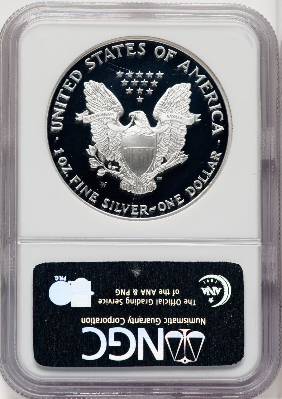 2001-W S$1 Silver Eagle Brown Label NGC PF70