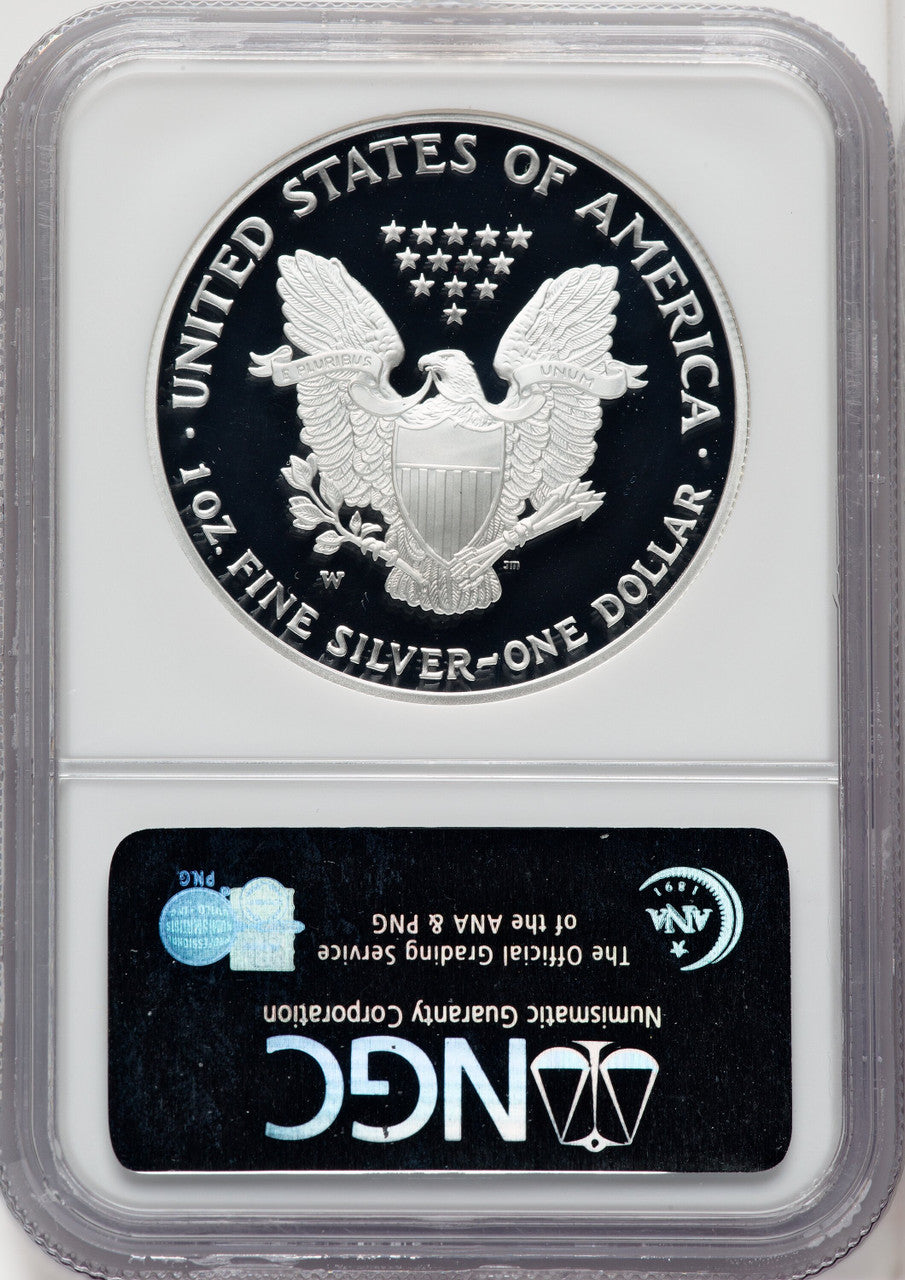 2005-W S$1 Silver Eagle Brown Label NGC PF70
