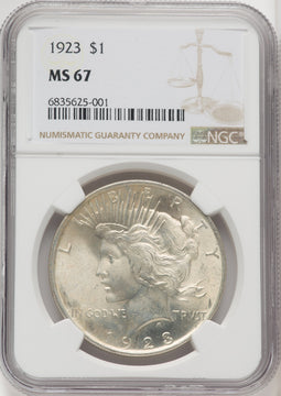 1923 $1 Peace Dollar NGC MS67 (766948003)