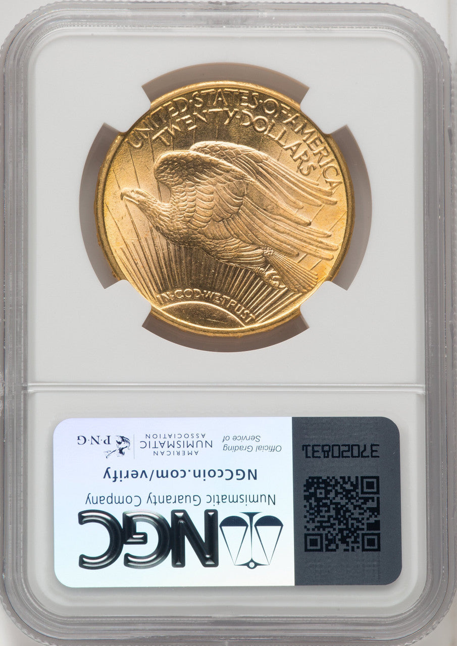 1908-D $20 MOTTO Saint-Gaudens Double Eagle NGC MS66