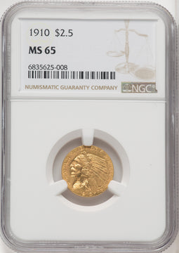 1910 $2.50 Indian Quarter Eagle NGC MS65
