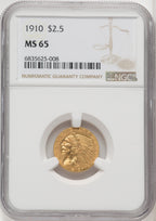 1910 $2.50 Indian Quarter Eagle NGC MS65