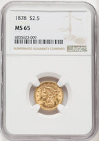 1878 $2.50 Liberty Quarter Eagle NGC MS65 (765805021)