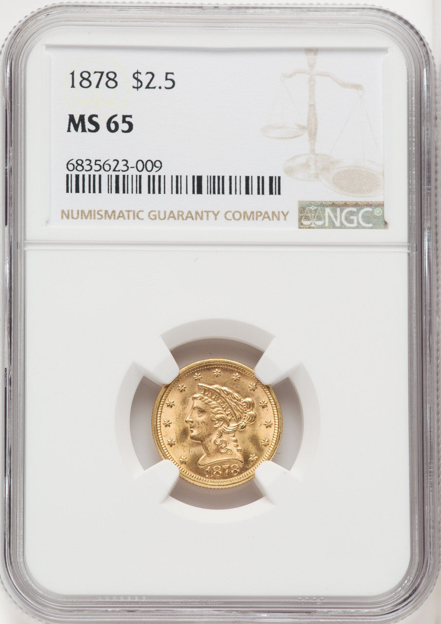 1878 $2.50 Liberty Quarter Eagle NGC MS65 (765805021)