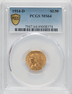 1914-D $2.50 Indian Quarter Eagle PCGS MS64